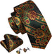 Gold Red Green Silk Necktie Set-LBW1427