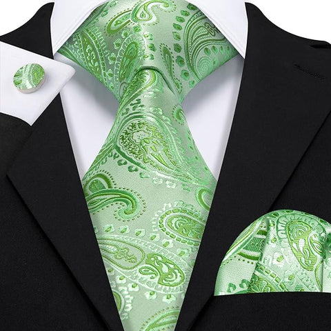 Lime Green Wedding Necktie Set-LBW1445