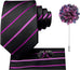 Orchid Purple and Black Necktie Set-LBWH1393
