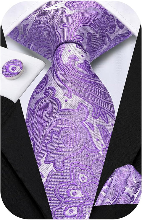 Lavender Paisley Necktie Set-LBWH1452