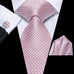 Pink and Grey Silk Necktie Set-LBWH1456