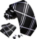 Black and Grey Plaid Striped Necktie Set-LBWY1414