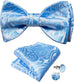 Sky Blue Paisley Bow Tie Set-BTS499