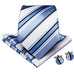 White and Blue Stripe Necktie Set -DBG313