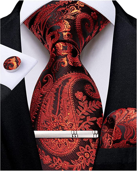 Burnt Orange Paisley Wedding Necktie Set-DBG919 | Toramon Necktie