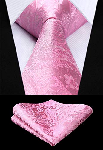 Pink Paisley Wedding Necktie Set-HDN305