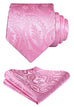 Pink Paisley Wedding Necktie Set-HDN305