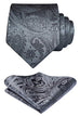 Gray Paisley Wedding Necktie Set- HDN308