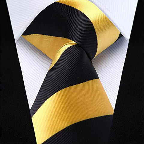 Gold and Black Silk Necktie Set HDN525
