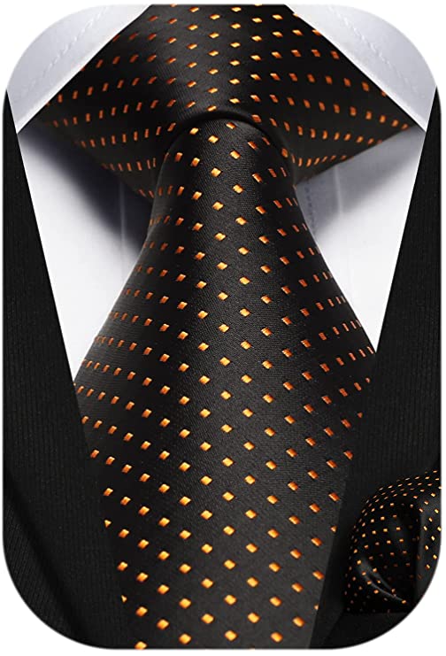 Black and Orange Polka Dot Necktie Set-HDN557
