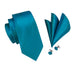 Peacock Blue and Green Silk Wedding Necktie Set LBW1610