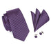 Purple Plaid Silk Necktie Set LBW230