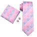 Pink and Blue Check Silk Necktie Set- LBW257