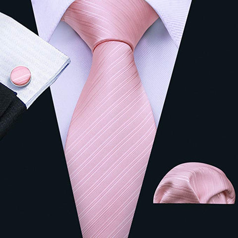 Pink Tone on Tone Striped Wedding Necktie Set LBW291