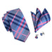 Blue and Pink Plaid Silk Necktie Set LBW295