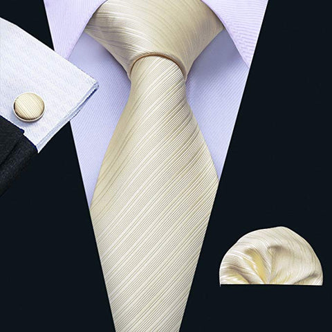 Beige Silk Wedding Tie Set LBW5086