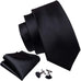 Black Silk Solid Wedding Necktie Set-LBW593