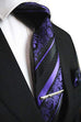 Purple and Black Striped Paisley Necktie Set MGN274