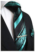 Turquoise and Black Striped Paisley Tie Set MGN275