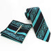 Turquoise and Black Striped Paisley Tie Set MGN275