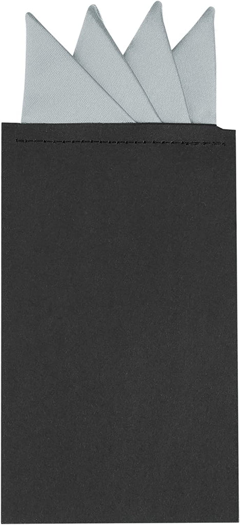 Pre-Folded Silver Pocket Square-POC04