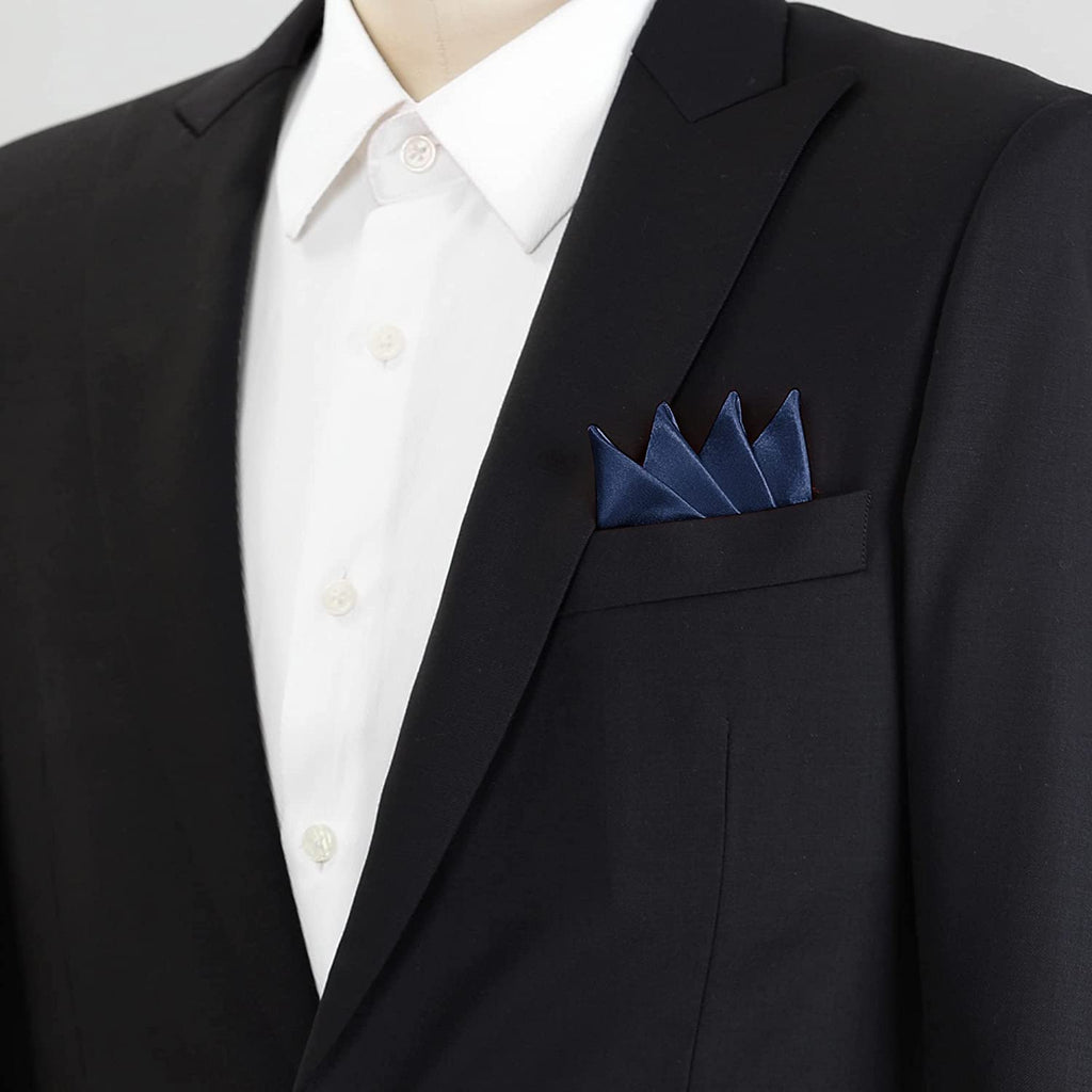 Pre-Folded Navy Blue Pocket Square-POC05