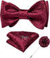 Burgundy Silk Bow Tie Set-BTS505