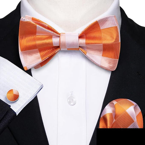 Orange and White Bow Tie Set-BTSYO519
