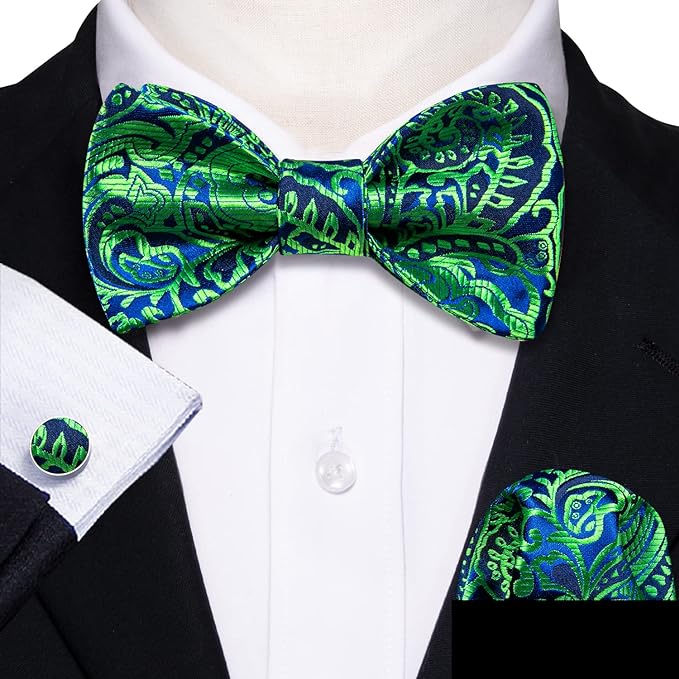 Green and Blue Floral Bow Tie Set-BTSYO521