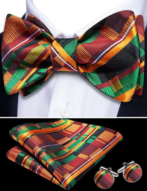Rust Black Green Bow Tie Set-BTSYO522