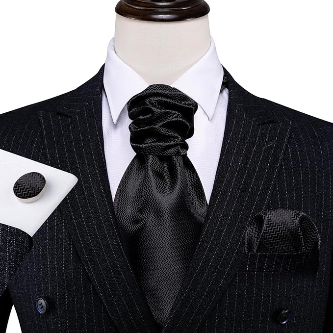 Black Cravat Tie Set-CBW122