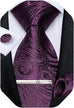 Dark Purple Paisley Necktie Set-DBG1401