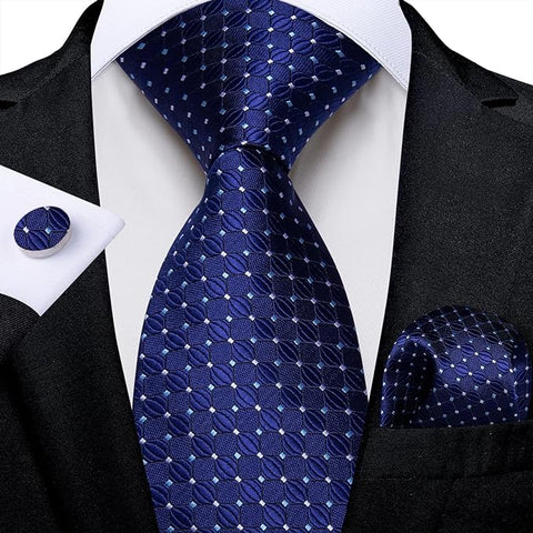Blue Dot Silk Necktie Set-DBG1408