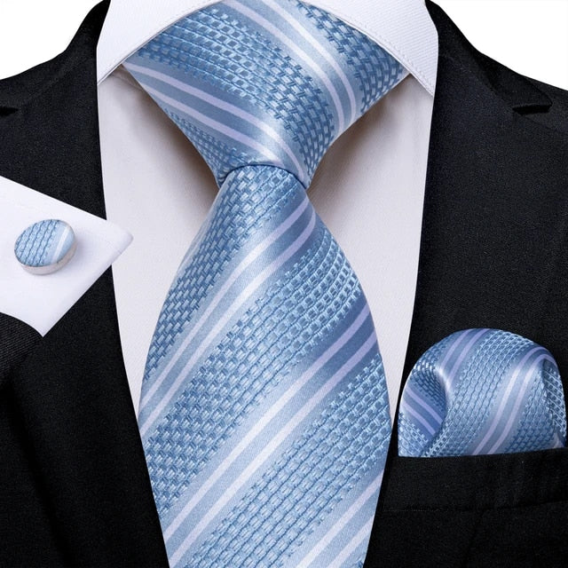 Light Blue Striped Necktie Set-DBG1421