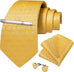 Yellow Plaid Silk Necktie Set-DBG1425