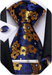 Blue Gold Black Silk Necktie Set-DBG1428