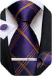 Blue and Gold Silk Necktie Set-DBG1557