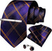 Blue and Gold Silk Necktie Set-DBG1557