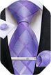Lavender and Grey Silk Necktie Set-DBG1560