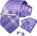 Lavender and Grey Silk Necktie Set-DBG1560