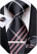 Pink and Grey Silk Necktie Set-DBG1561