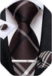 Brown Plaid Silk Necktie Set-DBG1562