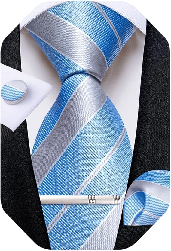 Light Blue and Grey Necktie Set-DBG1566