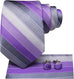 Purple Grey White Stripe Necktie Set-DUB1557