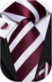 Burgundy and White Silk Necktie Set-DUB1566