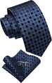 Navy Blue Silk Necktie Set-JYTS43