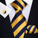 Navy and Yellow Striped Silk Necktie Set-JYTS45