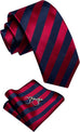 Red and Blue Striped Silk Necktie Set-JYTS47