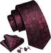 Burgundy and Black Silk Necktie Set-LBW1313