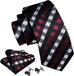 Black Red White Plaid Men Necktie Set-LBW1318